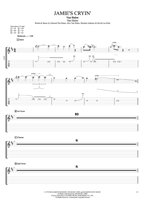 Jamie's Cryin' Van Halen guitar pro tab EGuitarII Full Score mysongbook
